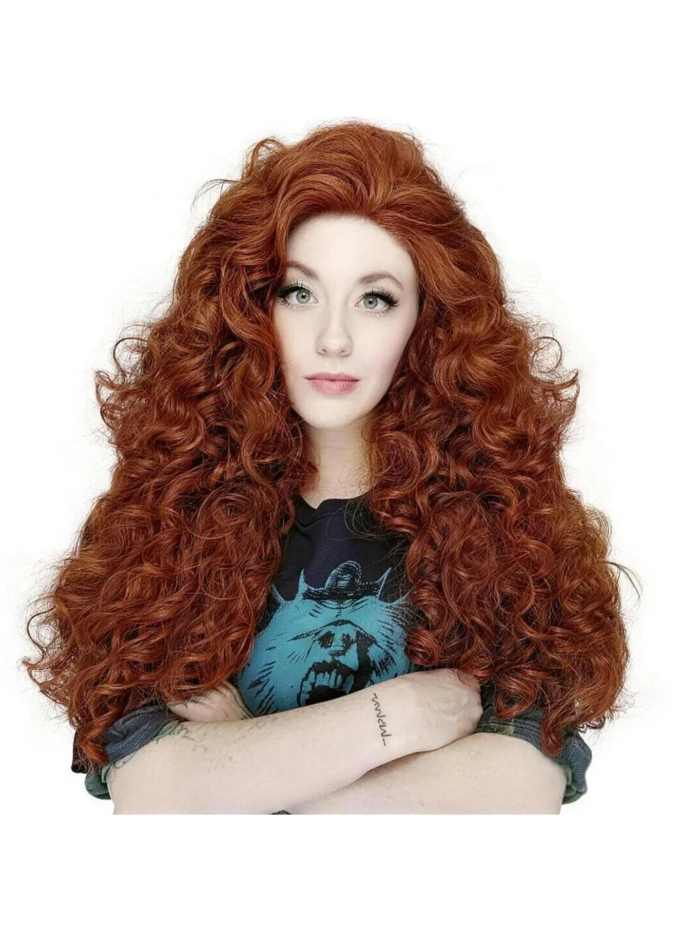 Women Orange Long Curly Wig Ginger Princess Cosplay Wig
